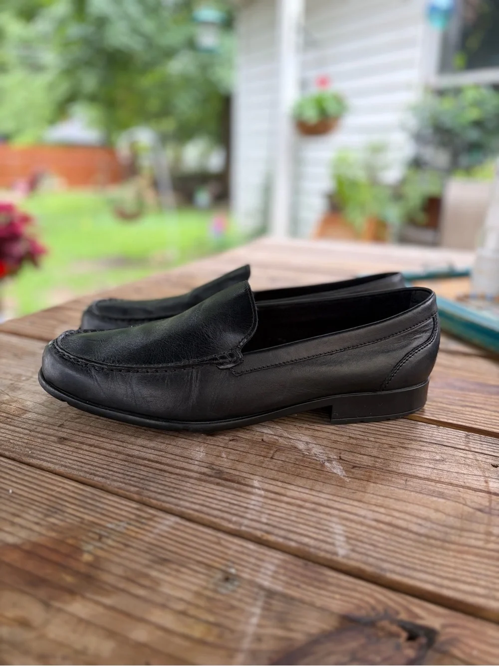 Rockport Men's Black Leather Slip-On Loafers - Classic Moc Toe